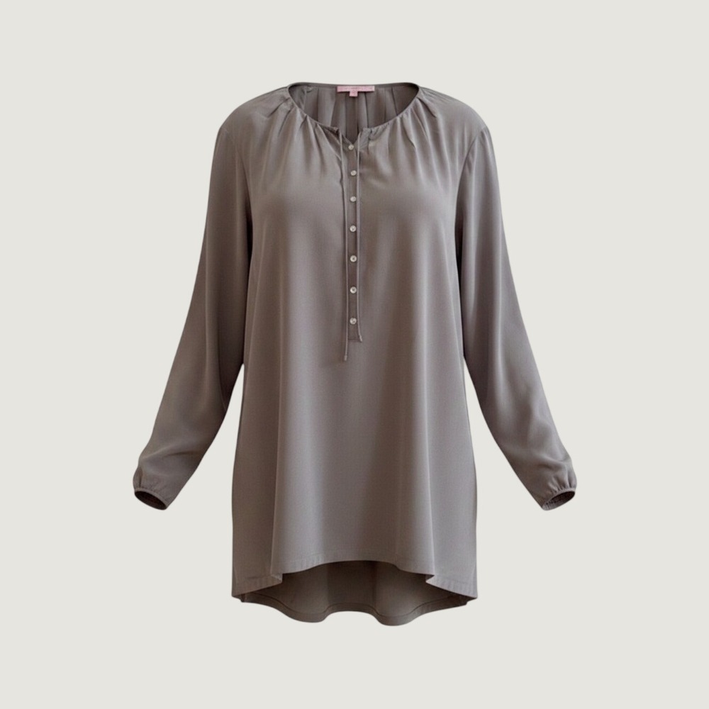Calypso St. Bart Size Large Grey Silk Summer Spring Winter Fall Oversized Tunic - Picture 1 of 6